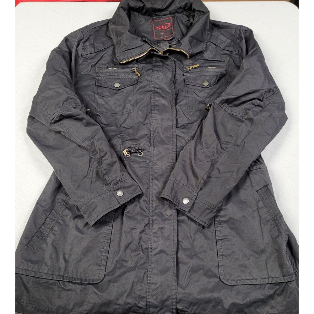 Yoki Outerwear Collection Women's Size 2XL Black Anorak Rain Jacket w/ Hood Read